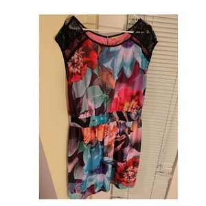 Tropical flower print dress XL